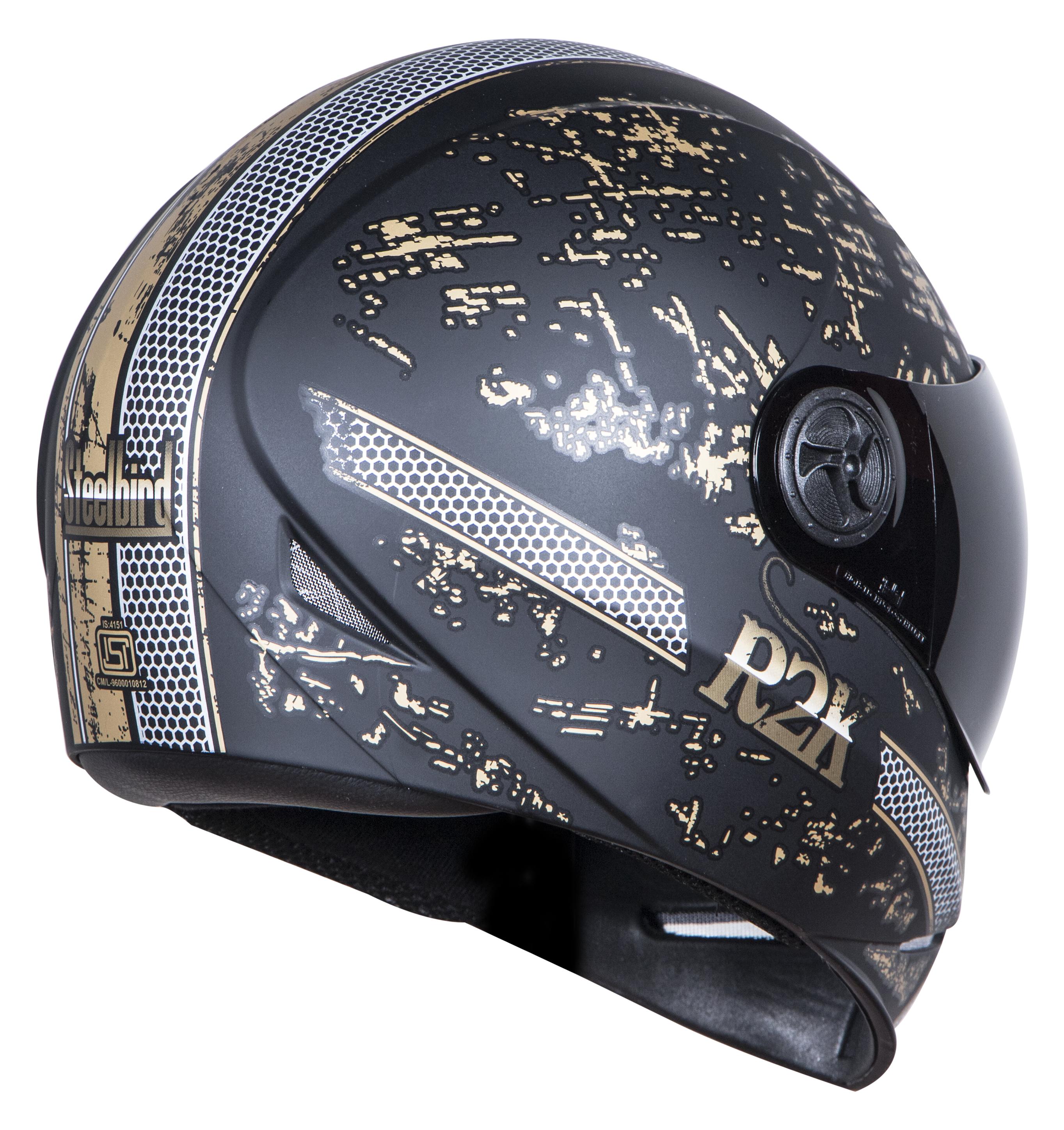 SBH-1 Adonis R2K Glossy Black With Gold( Fitted With Clear Visor Extra Smoke Visor Free)